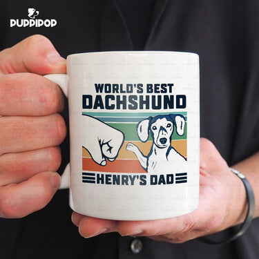 Custom Dog Mug - Personalized World's Best Dachshund Dad Gift For Dad - White Mug